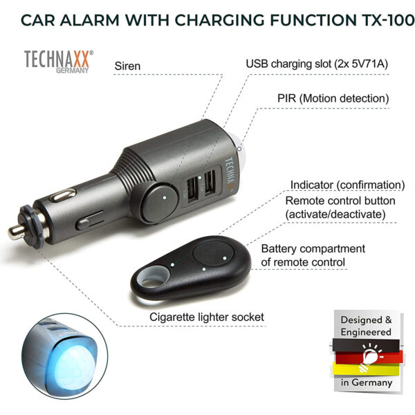Technaxx car Alarm with Charging Function TX-100 - Imagem 2