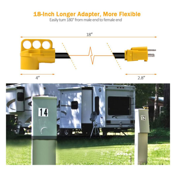 SnowyFox RV 15Amp to 50Amp Adapter - 15Male - Imagem 3